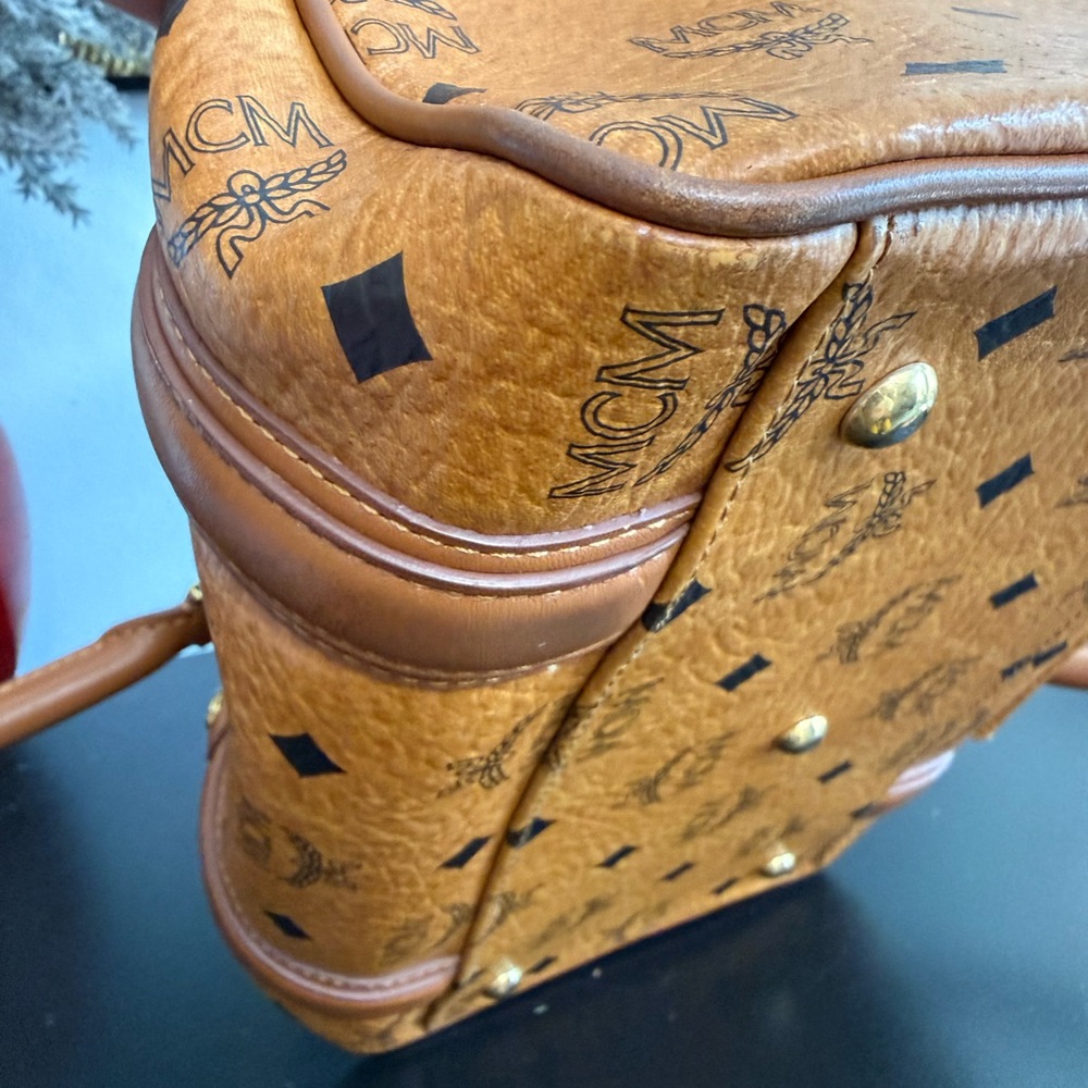 MCM Cognac Visetos Satchel with Gold Hardware - Picture 8 of 10